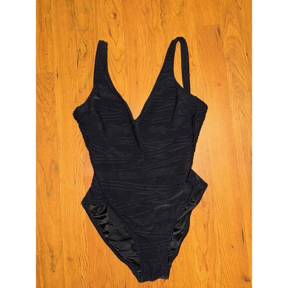 Gottex Women's Standard African Escape Surplice One Piece Black Size 10 - Picture 1 of 4